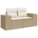 11 Piece Garden Sofa Set with Cushions Beige Poly Rattan - Side View