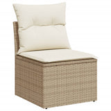 11 Piece Garden Sofa Set with Cushions Beige Poly Rattan - 45-Degree Angle