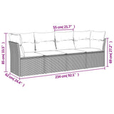 4 Piece Garden Sofa Set with Cushions Black Poly Rattan - Side View