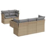 6 Piece Garden Sofa Set with Cushions Beige Poly Rattan