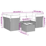 7 Piece Garden Sofa Set with Cushions Black Poly Rattan - Side View