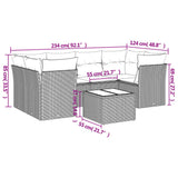 7 Piece Garden Sofa Set with Cushions Grey Poly Rattan - Side View