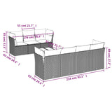 8 Piece Garden Sofa Set with Cushions Black Poly Rattan - Side View