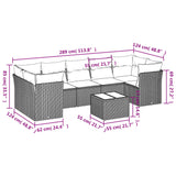 8 Piece Garden Sofa Set with Cushions Grey Poly Rattan - Side View