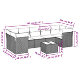 8 Piece Garden Sofa Set with Cushions Grey Poly Rattan - Side View