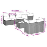 8 Piece Garden Sofa Set with Cushions Black Poly Rattan - Side View
