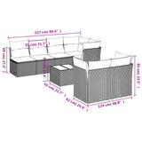 8 Piece Garden Sofa Set with Cushions Grey Poly Rattan - Side View