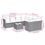 9 Piece Garden Sofa Set with Cushions Black Poly Rattan - Side View