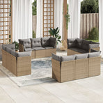 12 Piece Garden Sofa Set with Cushions Beige Poly Rattan