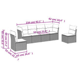 6 Piece Garden Sofa Set with Cushions Black Poly Rattan - Side View