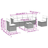 7 Piece Garden Sofa Set with Cushions Beige Poly Rattan - Side View