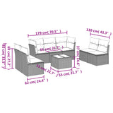 8 Piece Garden Sofa Set with Cushions Grey Poly Rattan - Side View