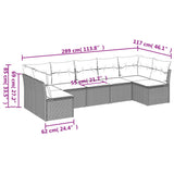 7 Piece Garden Sofa Set with Cushions Grey Poly Rattan - Side View