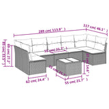 8 Piece Garden Sofa Set with Cushions Black Poly Rattan - Side View