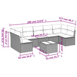 8 Piece Garden Sofa Set with Cushions Black Poly Rattan - Side View