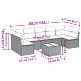 8 Piece Garden Sofa Set with Cushions Beige Poly Rattan - Side View