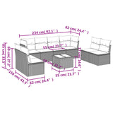 9 Piece Garden Sofa Set with Cushions Black Poly Rattan - Side View