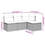 4 Piece Garden Sofa Set with Cushions Grey Poly Rattan - Side View