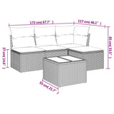 5 Piece Garden Sofa Set with Cushions Black Poly Rattan - Side View