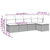 5 Piece Garden Sofa Set with Cushions Black Poly Rattan - Side View