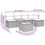 6 Piece Garden Sofa Set with Cushions Grey Poly Rattan - Side View