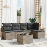 6 Piece Garden Sofa Set with Cushions Grey Poly Rattan