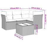 5 Piece Garden Sofa Set with Cushions Beige Poly Rattan - Side View
