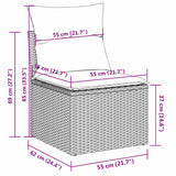 5 Piece Garden Sofa Set with Cushions Grey Poly Rattan - Side View