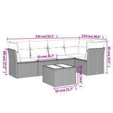 6 Piece Garden Sofa Set with Cushions Black Poly Rattan - Side View
