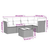 6 Piece Garden Sofa Set with Cushions Beige Poly Rattan - Side View