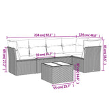 6 Piece Garden Sofa Set with Cushions Grey Poly Rattan - Side View