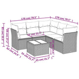 6 Piece Garden Sofa Set with Cushions Black Poly Rattan