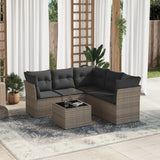 6 Piece Garden Sofa Set with Cushions Grey Poly Rattan