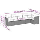 6 Piece Garden Sofa Set with Cushions Black Poly Rattan - Side View