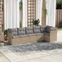 6 Piece Garden Sofa Set with Cushions Beige Poly Rattan