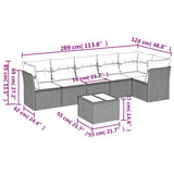 7 Piece Garden Sofa Set with Cushions Black Poly Rattan