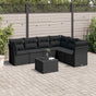 7 Piece Garden Sofa Set with Cushions Black Poly Rattan