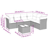 7 Piece Garden Sofa Set with Cushions Beige Poly Rattan
