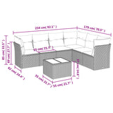7 Piece Garden Sofa Set with Cushions Grey Poly Rattan - Close-Up Angle