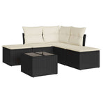 6 Piece Garden Sofa Set with Cushions Black Poly Rattan