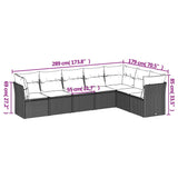 7 Piece Garden Sofa Set with Cushions Black Poly Rattan - Side View