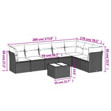 8 Piece Garden Sofa Set with Cushions Black Poly Rattan - Side View