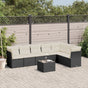 8 Piece Garden Sofa Set with Cushions Black Poly Rattan
