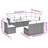 8 Piece Garden Sofa Set with Cushions Black Poly Rattan - Side View