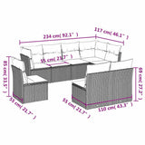 8 Piece Garden Sofa Set with Cushions Black Poly Rattan - Side View