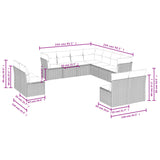11 Piece Garden Sofa Set with Cushions Grey Poly Rattan - Side View