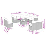 12 Piece Garden Sofa Set with Cushions Grey Poly Rattan - Side View