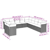 11 Piece Garden Sofa Set with Cushions Grey Poly Rattan - Side View