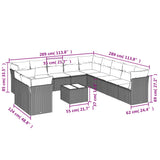 12 Piece Garden Sofa Set with Cushions Grey Poly Rattan - Side View