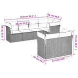 7 Piece Garden Sofa Set with Cushions Beige Poly Rattan - Side View